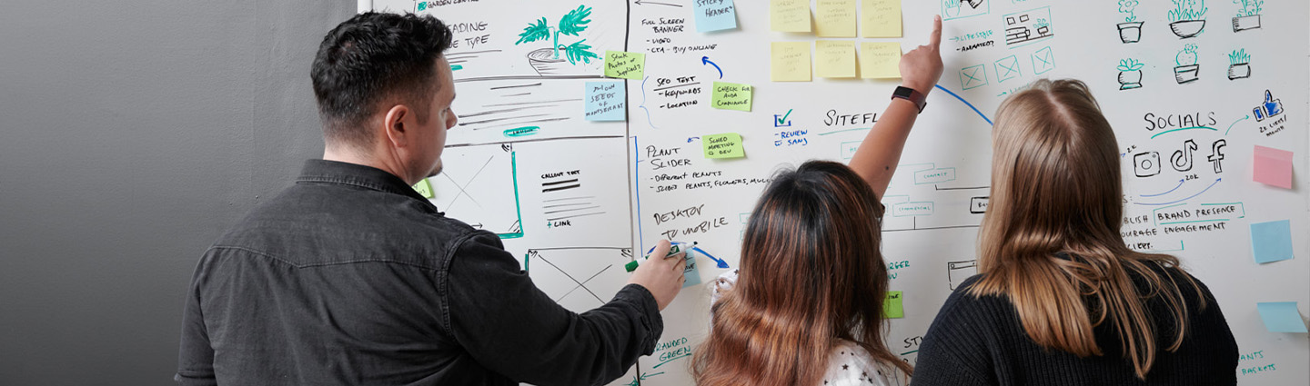 Various people planning a blog strategy